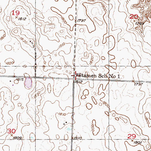 Topographic Map of Stamen School Number 1, ND
