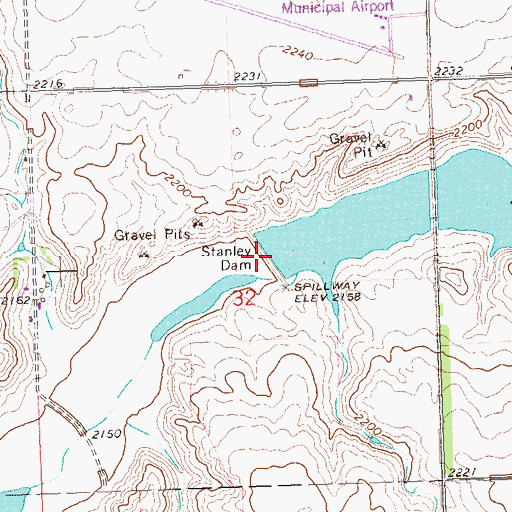 Topographic Map of Stanley Dam, ND
