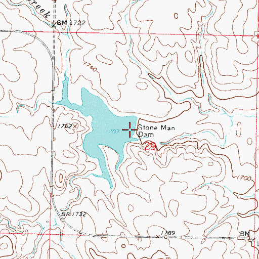Topographic Map of Stone Man Dam, ND