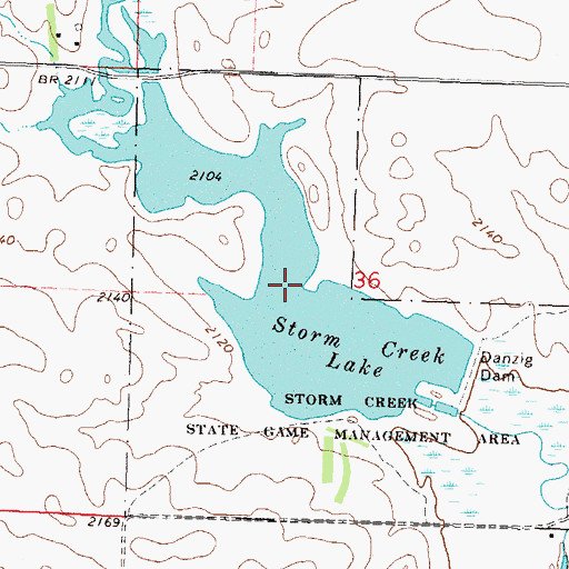 Topographic Map of Storm Creek Lake, ND