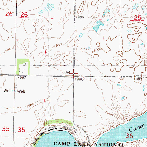 Topographic Map of Strawberry School, ND
