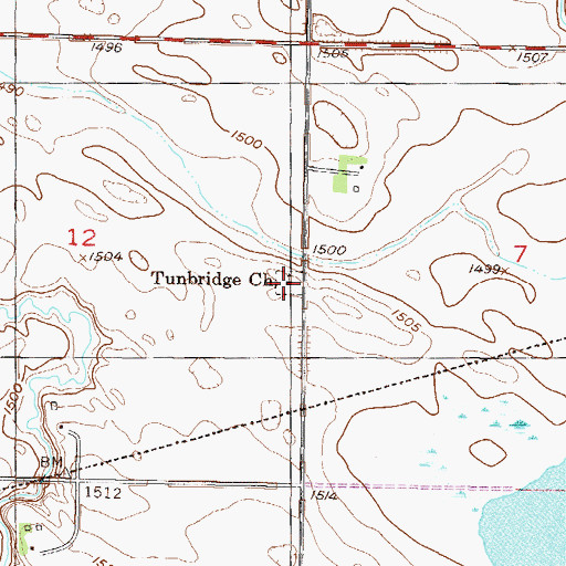 Topographic Map of Tunbridge Church, ND