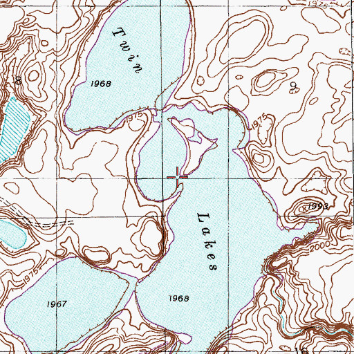 Topographic Map of Twin Lakes, ND