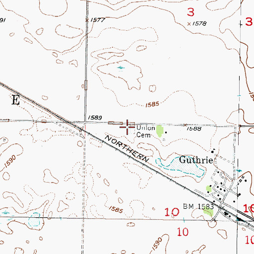 Topographic Map of Union Cemetery, ND