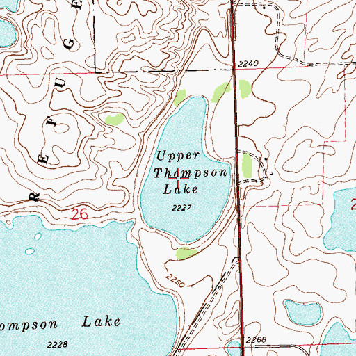 Topographic Map of Upper Thompson Lake, ND
