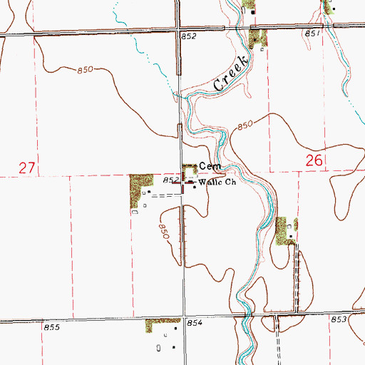 Topographic Map of Walle Church, ND