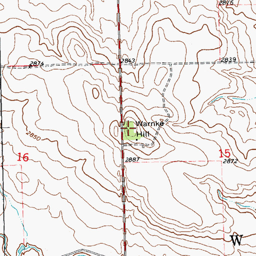 Topographic Map of Warnke Hill, ND
