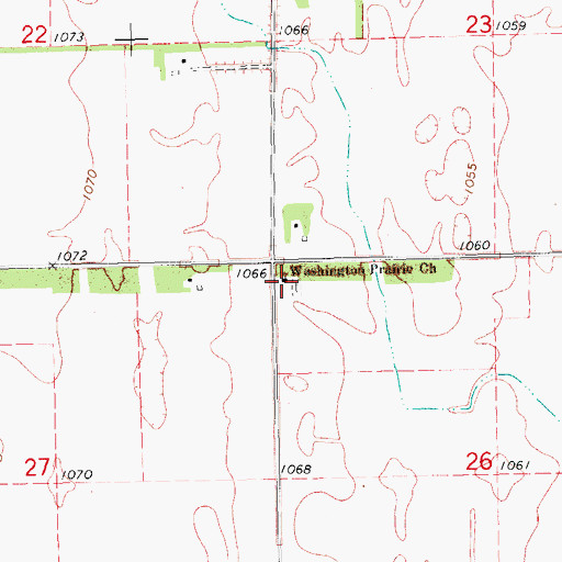 Topographic Map of Washington Prairie Church, ND