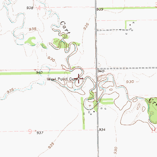 Topographic Map of West Point Cemetery, ND