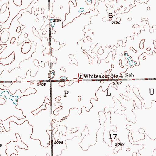 Topographic Map of Whiteaker Number 4 School, ND