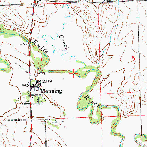 Topographic Map of Wolf Creek, ND
