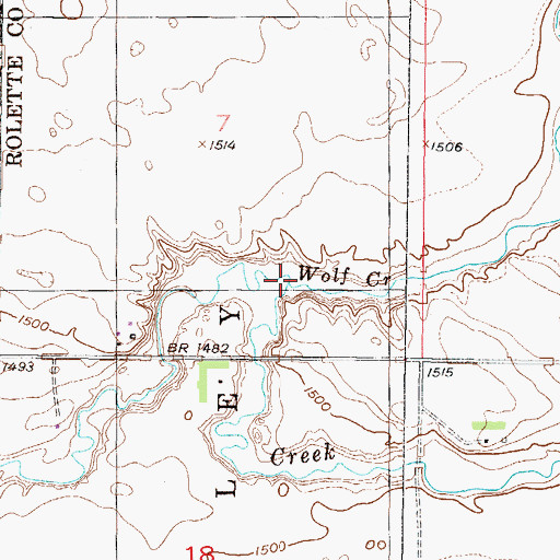 Topographic Map of Wolf Creek, ND