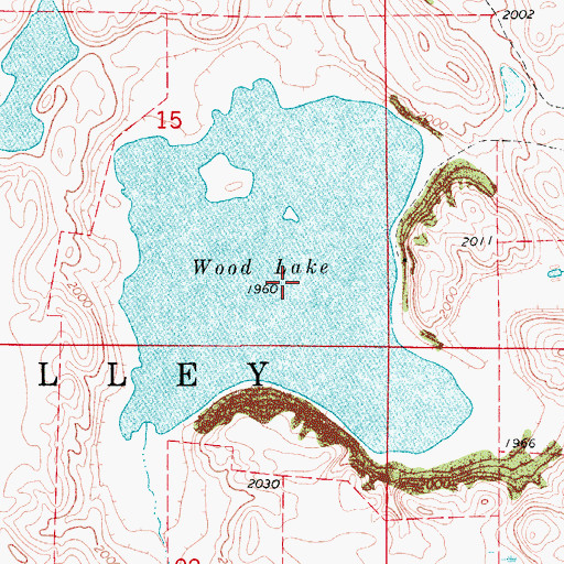 Topographic Map of Wood Lake, ND