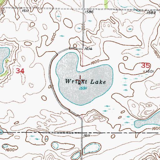 Topographic Map of Wright Lake, ND
