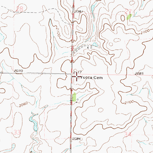 Topographic Map of Yucca Catholic Cemetery, ND