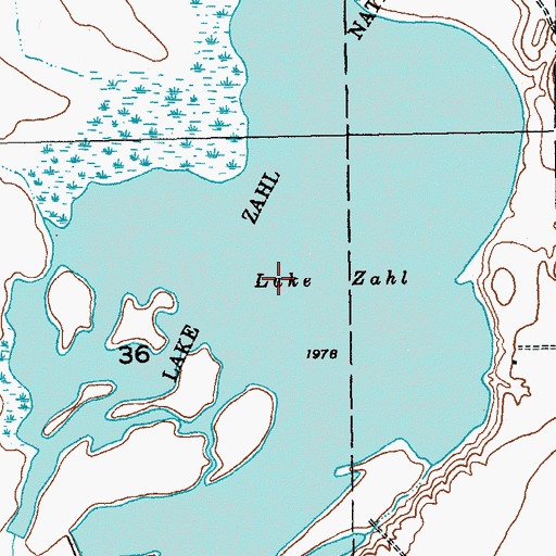 Topographic Map of Lake Zahl, ND