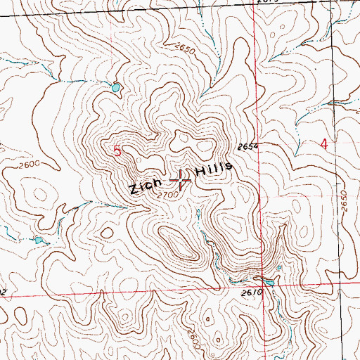Topographic Map of Zich Hills, ND