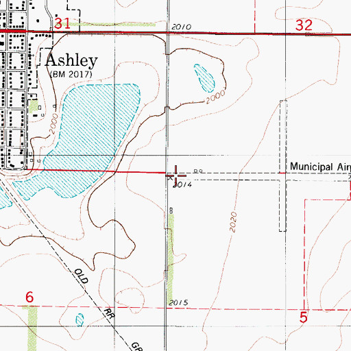 Topographic Map of Ashley Municipal Airport, ND