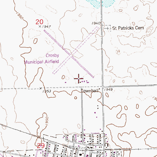 Topographic Map of Crosby Municipal Airport, ND