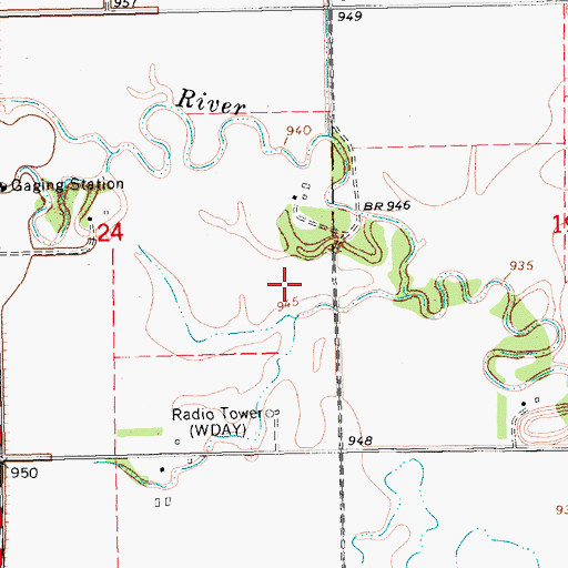 Topographic Map of WDAY-FM (Fargo), ND