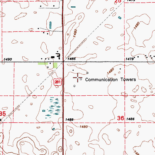 Topographic Map of KSJM-FM (Jamestown), ND