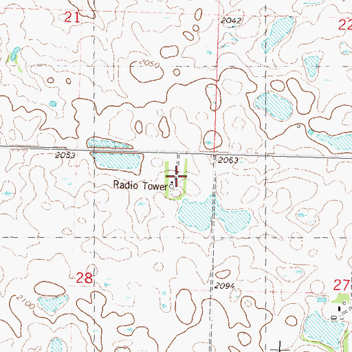 Topographic Map of KCJB-FM (Minot), ND
