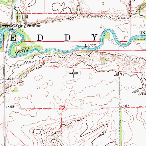 Topographic Map of Warwick Dam, ND