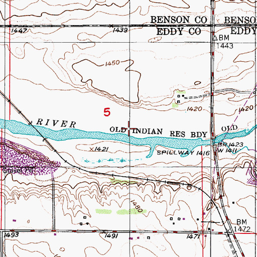 Topographic Map of Sheyenne Dam, ND