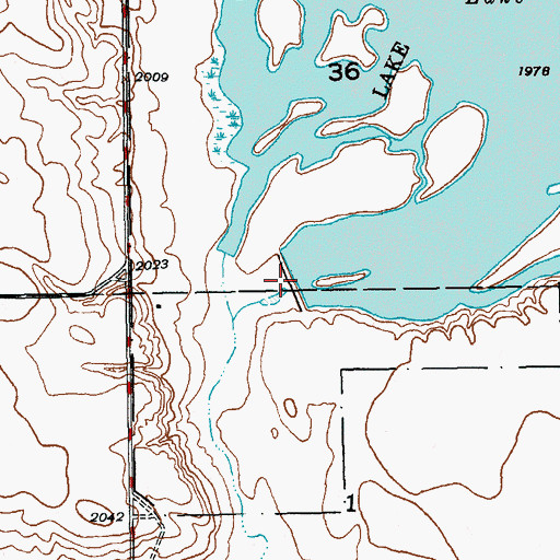 Topographic Map of Lake Zahl Dam, ND