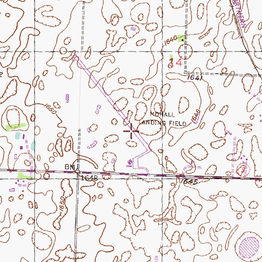 Topographic Map of Mohall Municipal Airport, ND