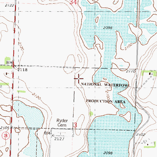Topographic Map of Ryder Municipal Airfield (historical), ND