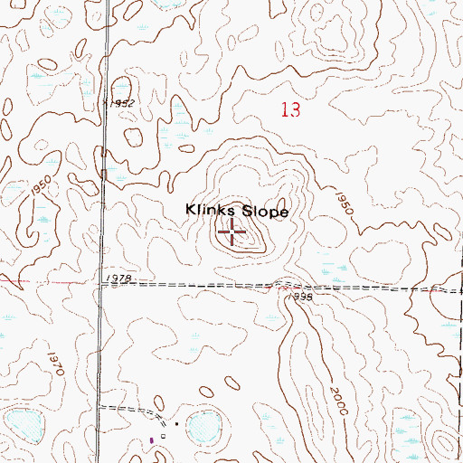 Topographic Map of Klinks Slope, ND
