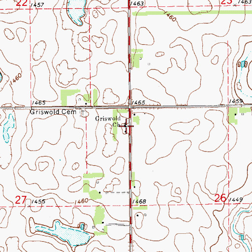 Topographic Map of Griswold Church, ND