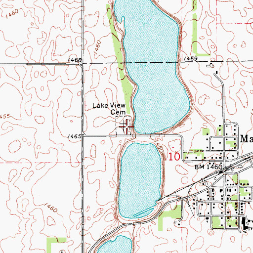 Topographic Map of Lake View Cemetery, ND