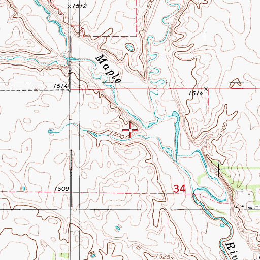 Topographic Map of Maple Creek, ND