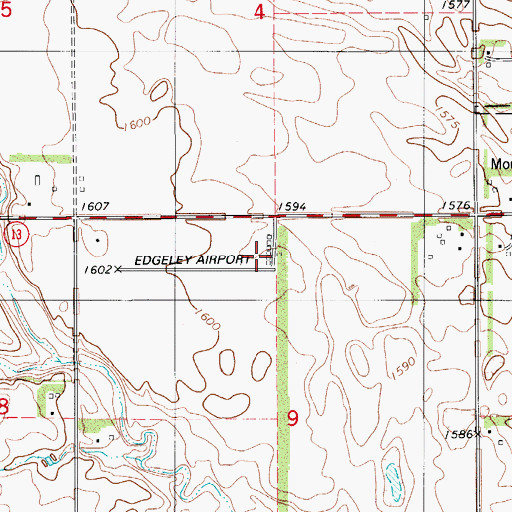 Topographic Map of Edgeley Municipal Airport, ND