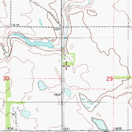 Topographic Map of Nora Township Dam, ND