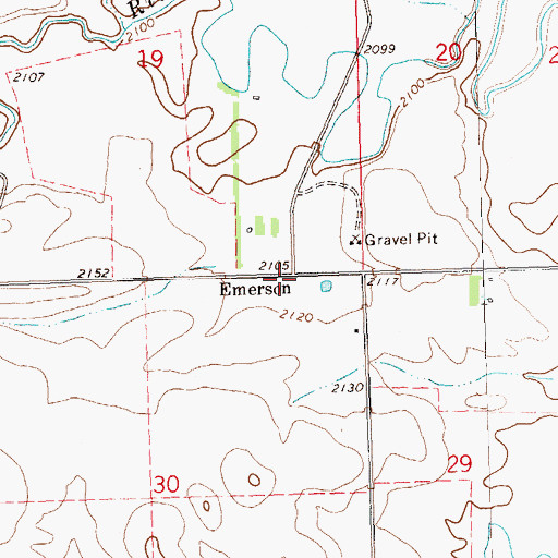 Topographic Map of Emerson, ND