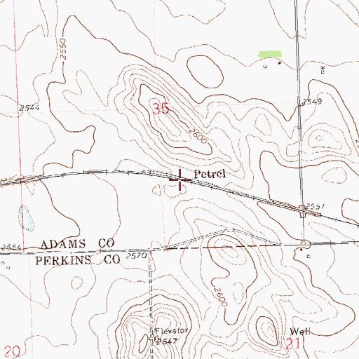 Topographic Map of Petrel, ND