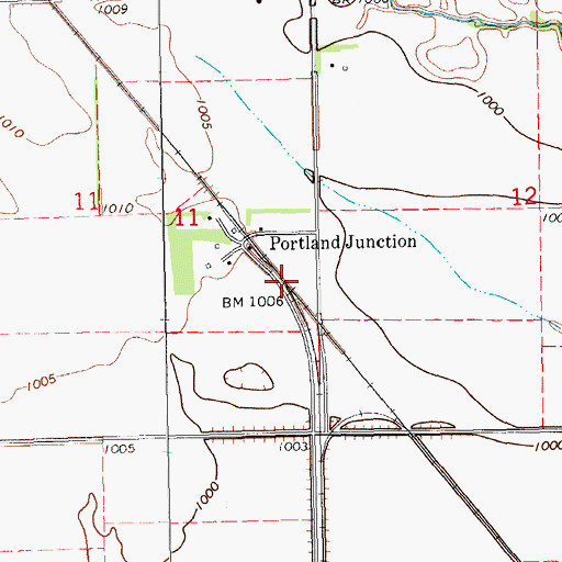 Topographic Map of Portland Junction, ND