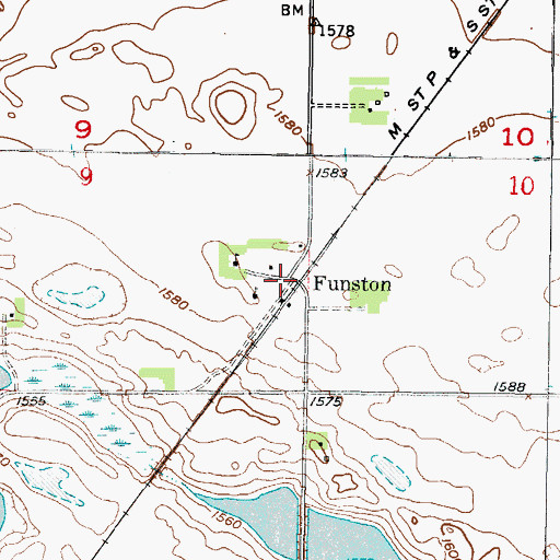 Topographic Map of Funston, ND