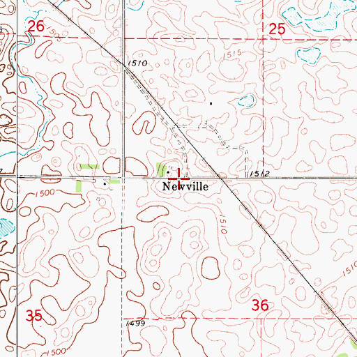 Topographic Map of Newville, ND
