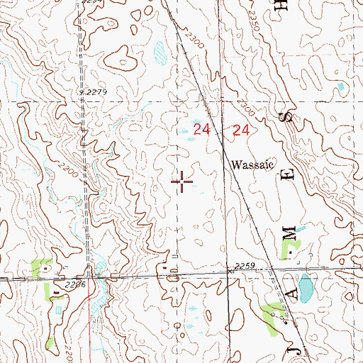Topographic Map of Wassaic, ND