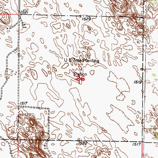 Topographic Map of Denbigh Experimental Forest, ND