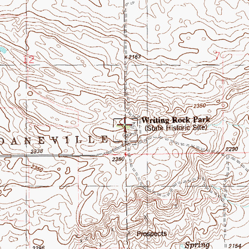 Topographic Map of Writing Rock Park, ND