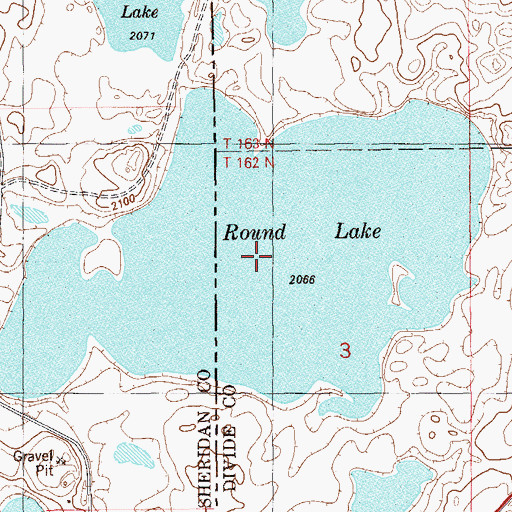 Topographic Map of Round Lake, ND