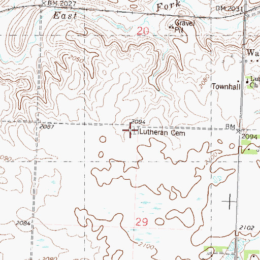 Topographic Map of First Lutheran Wabek Cemetery, ND