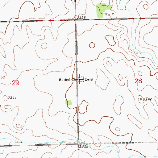 Topographic Map of Bethel Cemetery, ND