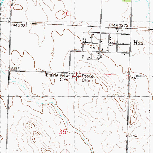 Topographic Map of Peace Cemetery, ND