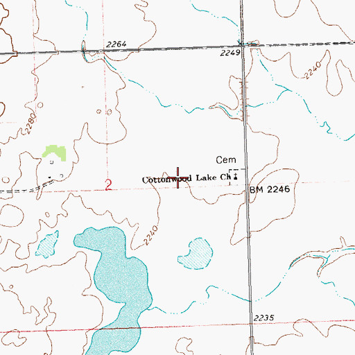 Topographic Map of Cottonwood Lake Church, ND